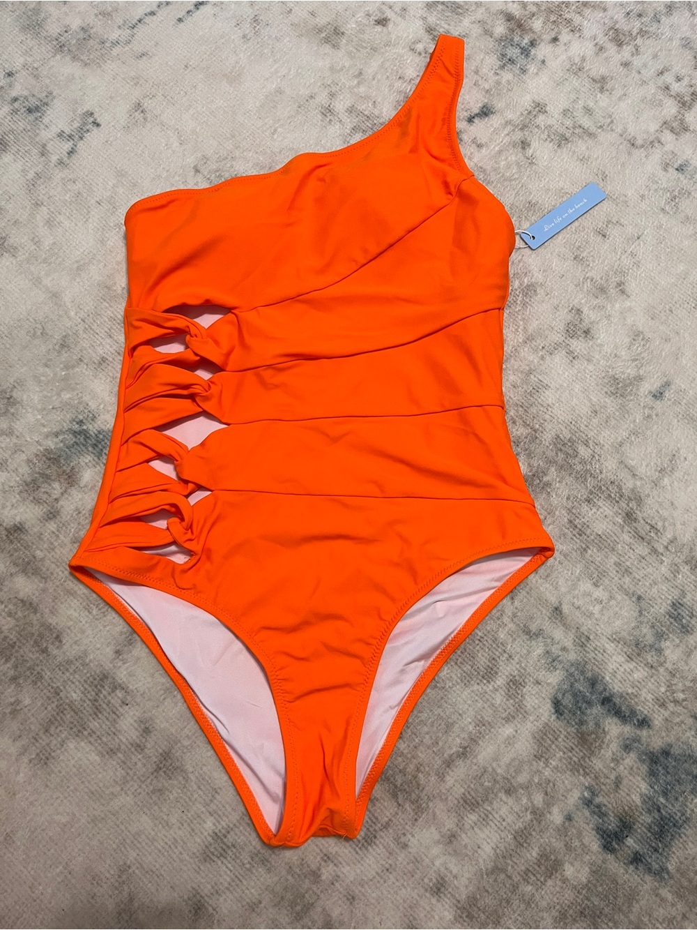 Cupshe Bright Orange One-Shoulder Cutout One-Piece Swimsuit